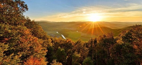 Sunset on the Teufelskanzel in autumn