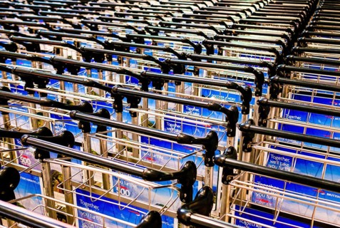 Baggage carts in line