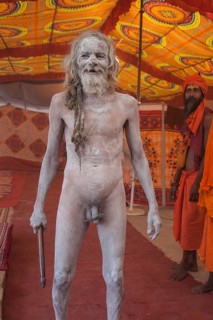 A naked Sadhu during the Kumbh Mela