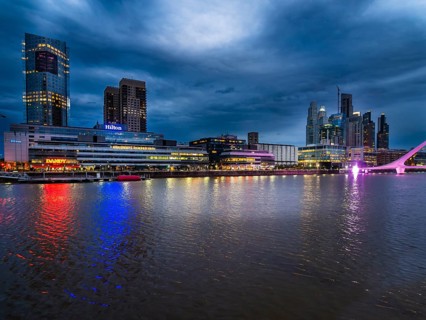 High-rise buildings at the south dock on the river Rio de la Plata