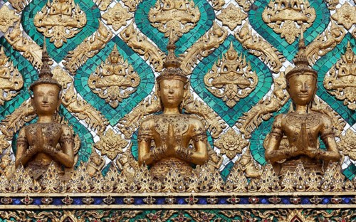 Frieze with ornaments and golden figures
