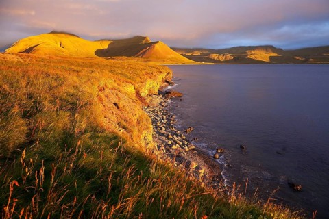 Evening sun at the fjord Grundarfjorour