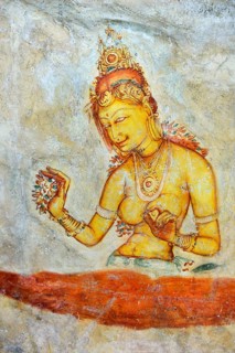 Fresco of the Cloud Girls on the Lion Rock of Sigiriya