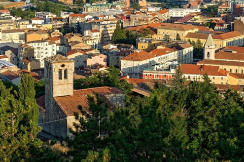 View from Castello Monforte to Campobasso with Church of San Bartolomeo and Cathedral
