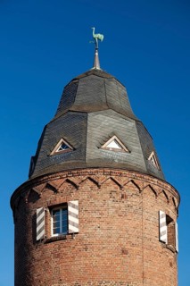 Mill tower with crane