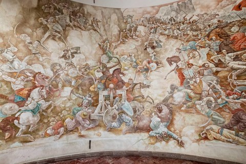 Monumental painting of the Battle of 1444 against the Ottomans