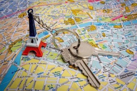 City map of Paris with Keys
