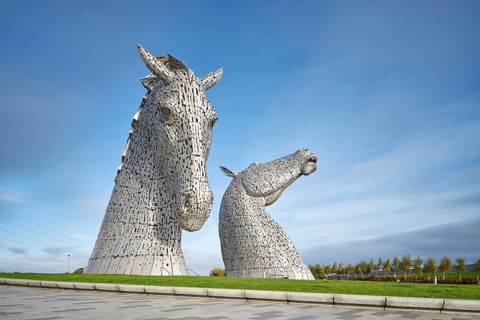 Two sculptures made of steel