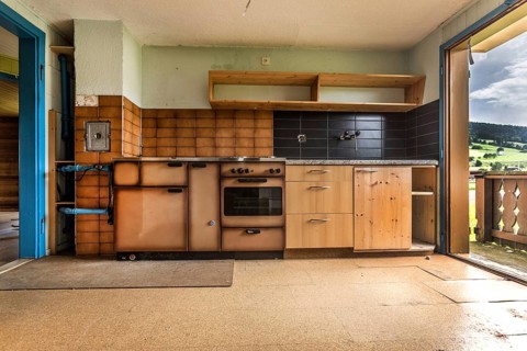 Old kitchen in a house that is demolished
