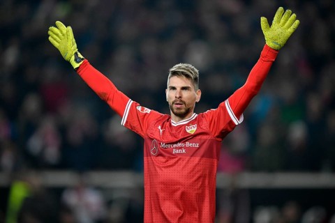Goalkeeper Ron-Robert Zieler gesticulates