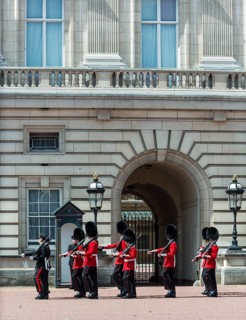 Guardsmen of the Royal Guard with bearskin cap