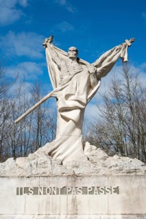 Monument with skeleton statue