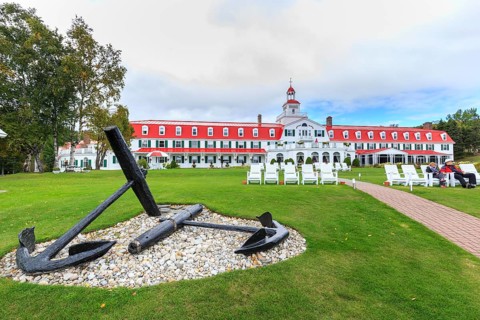 Hotel Tadoussac at the mouth of the Saguenay Fjord into the St. Lawrence River
