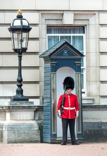 Security guard of the Royal Guard with bearskin cap