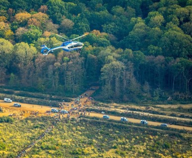Police helicopter at major demonstration against the clearing of the Hambach forest