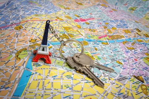 City map of Paris with Keys