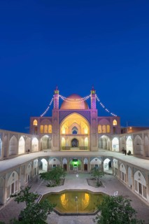 Mosque Masjed-e Agha Bozorg at dusk
