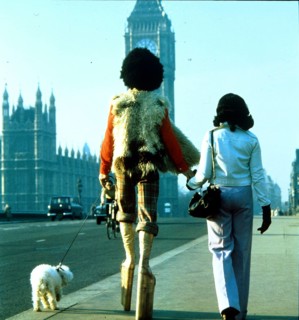 Couple in 70s outfit