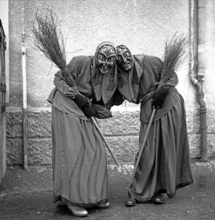 Witches with broom in hand