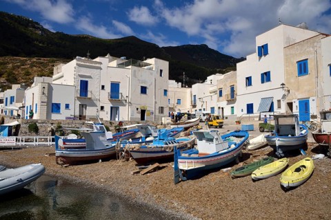 Fishing boats in the port of Marettimo