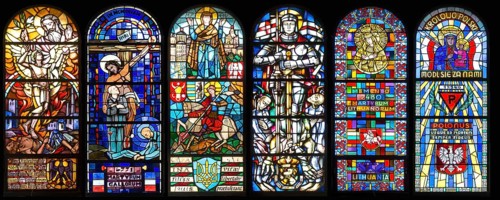 Six church windows in the devotional chapel