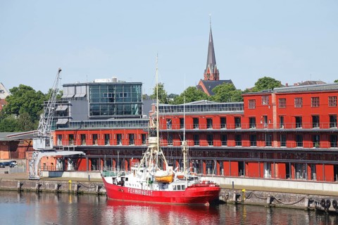 Lightship Fehmarnbelt at the Hansa harbour with Mediadocks