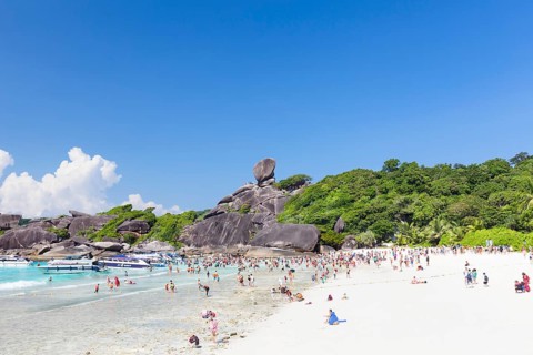 Bathing beach and sail rock