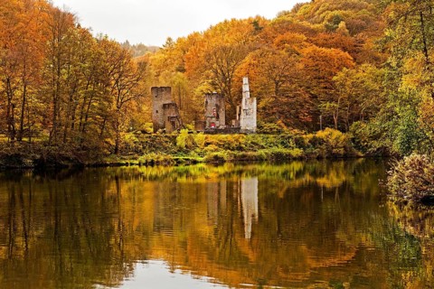 Hardenstein Castle Ruin on the Ruhr in Autumn