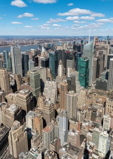 View of skycrapers around Times Square and Midtown Manhattan from Empire State Building