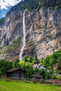 View of Lauterbrunnen with Staubbach Falls