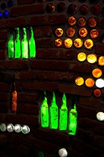 Light elements from old bottle glass