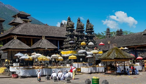 Believers praying in temple