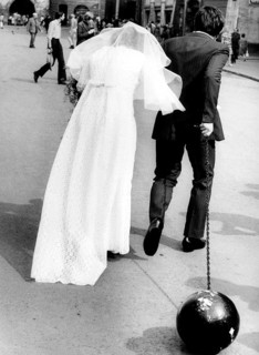 Bridal couple with steel ball ca. 1970s
