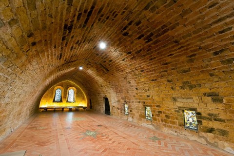 The monk's dormitory of Abbaye Sainte-Marie de Fontfroide or Fontfroide Abbey near Narbonne