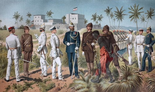 A variety of uniforms of the protection force