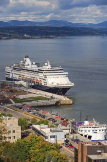 Cruise ship MS Veendam anchors in port