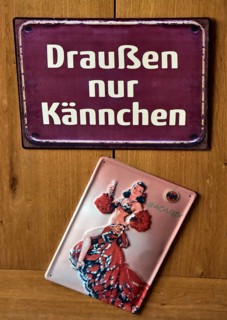 Old enamel signs in a restaurant