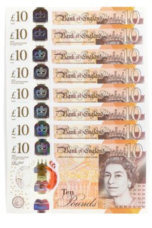 British ten pound banknotes