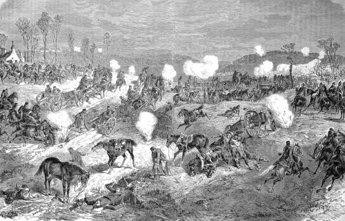 The Wurttemberg artillery on the heights of Villiers in the fight on 2 December
