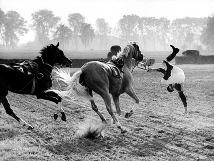 Horse-rider falls from the horse about 1970s