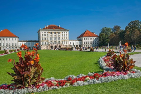 Park with flower beds