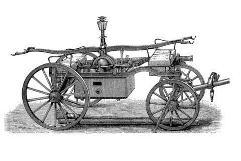 Historical hand-operated fire pump from the 19th century