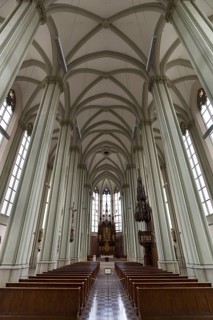 Interior view of the neo-Gothic church Heilig-Kreuz Giesing