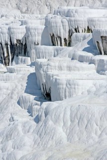 White travertine limestone rock formations known as the cotton castle