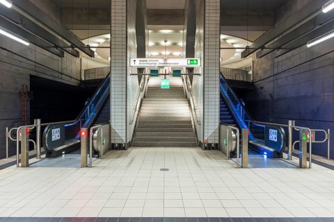 Staircase and escalators