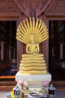 Buddha statue at Teak wood temple Wat Ao Noi