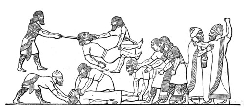 Prisoners of war are tortured by the Assyrians