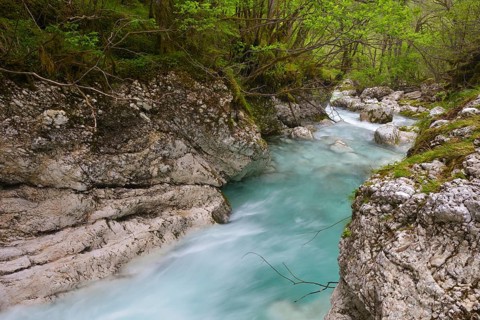 River Lepena flows through a gorge