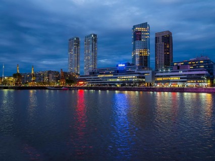 High-rise buildings at the south dock on the river Rio de la Plata