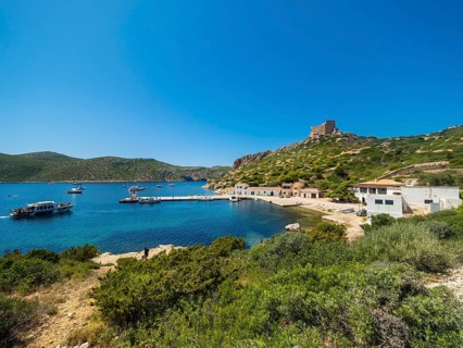 View of the port and castle of Cabrera